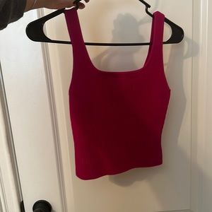 Aritzia Babaton Sculpt Knit Squareneck Tank in Granita Pink (Size XS)